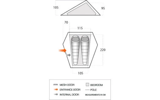 Vango Heddon 100 Leichtzelt 1 Person -Camping Verkauf 488976 3421352