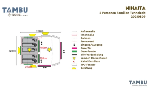Tambu Nihaita 5 Personen Familien Tunnelzelt Braun -Camping Verkauf 575679 3940503